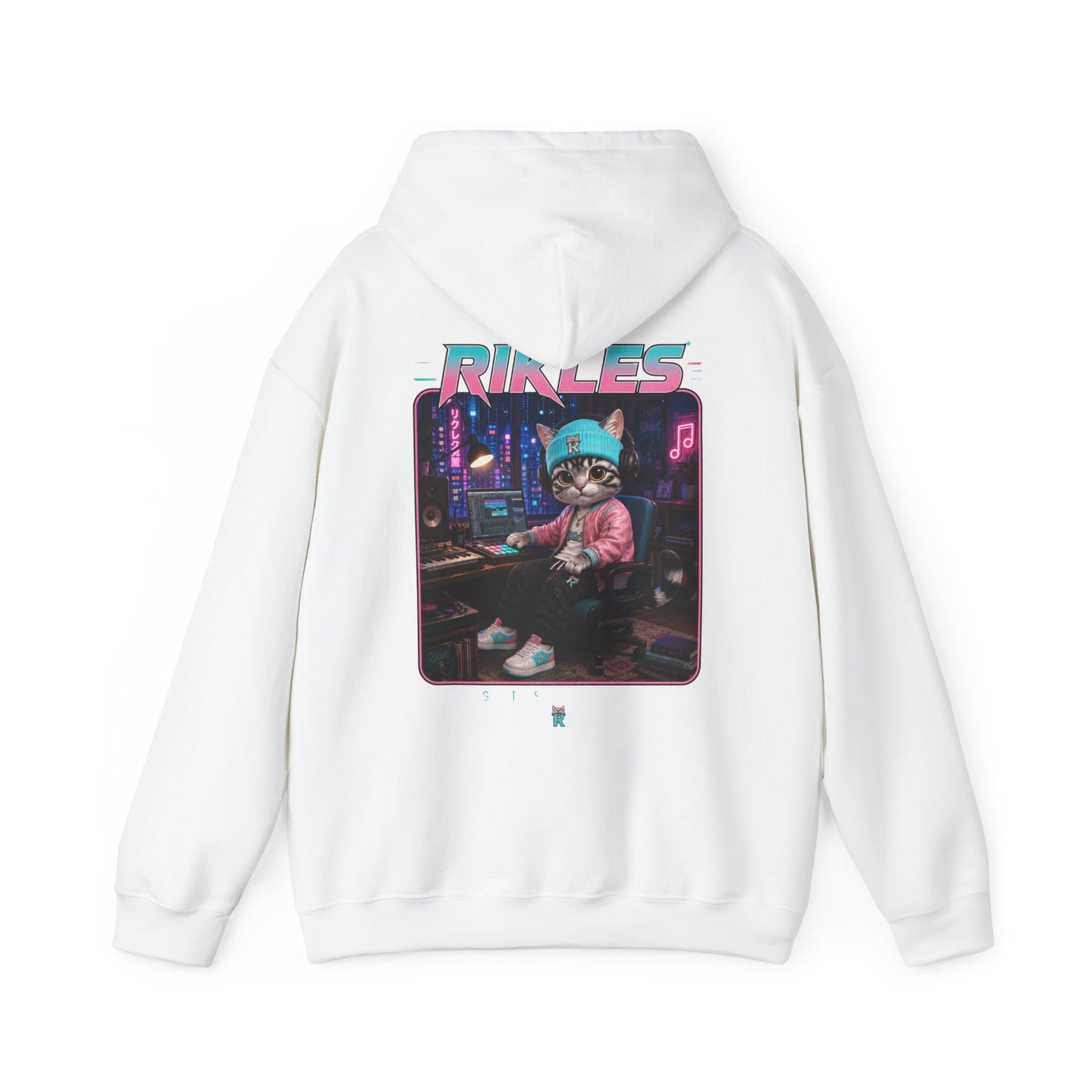 Retro Cyberpunk Cat Hoodie – "RILES" Gamer Cat Sweatshirt