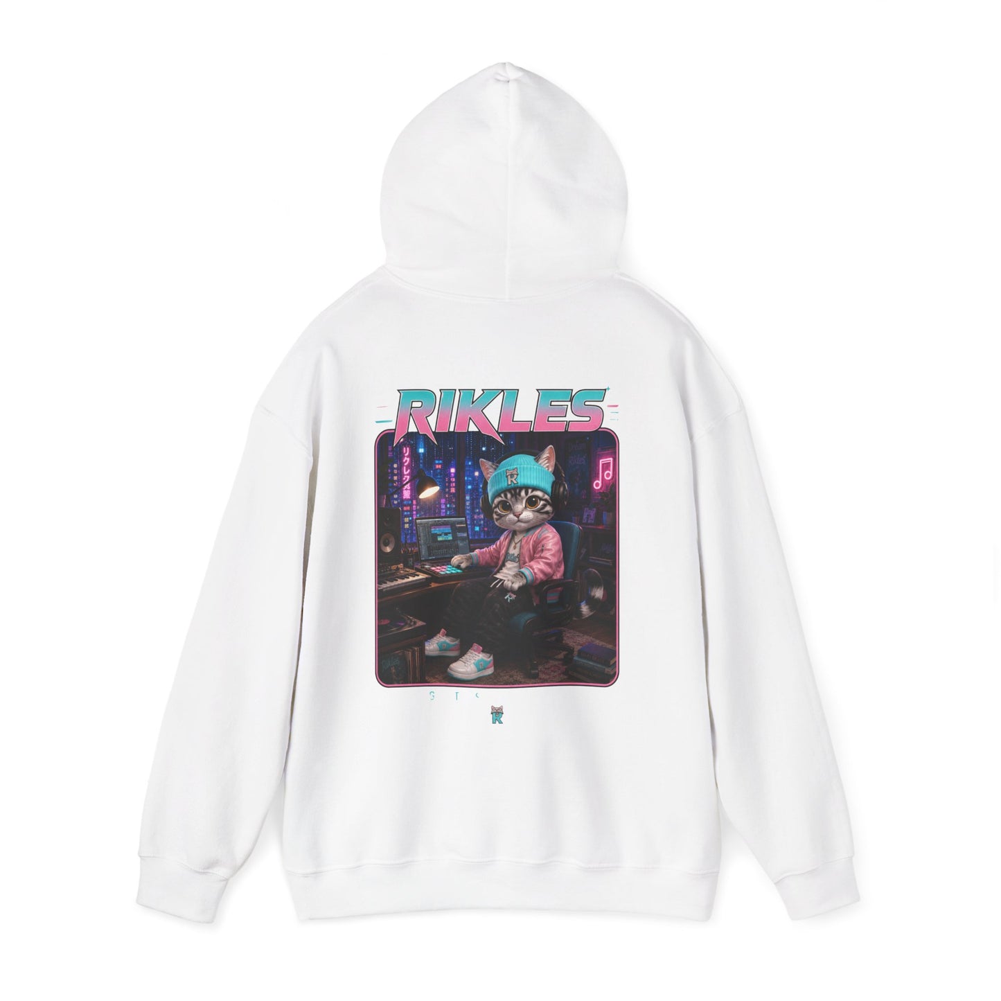 Retro Cyberpunk Cat Hoodie – "RILES" Gamer Cat Sweatshirt