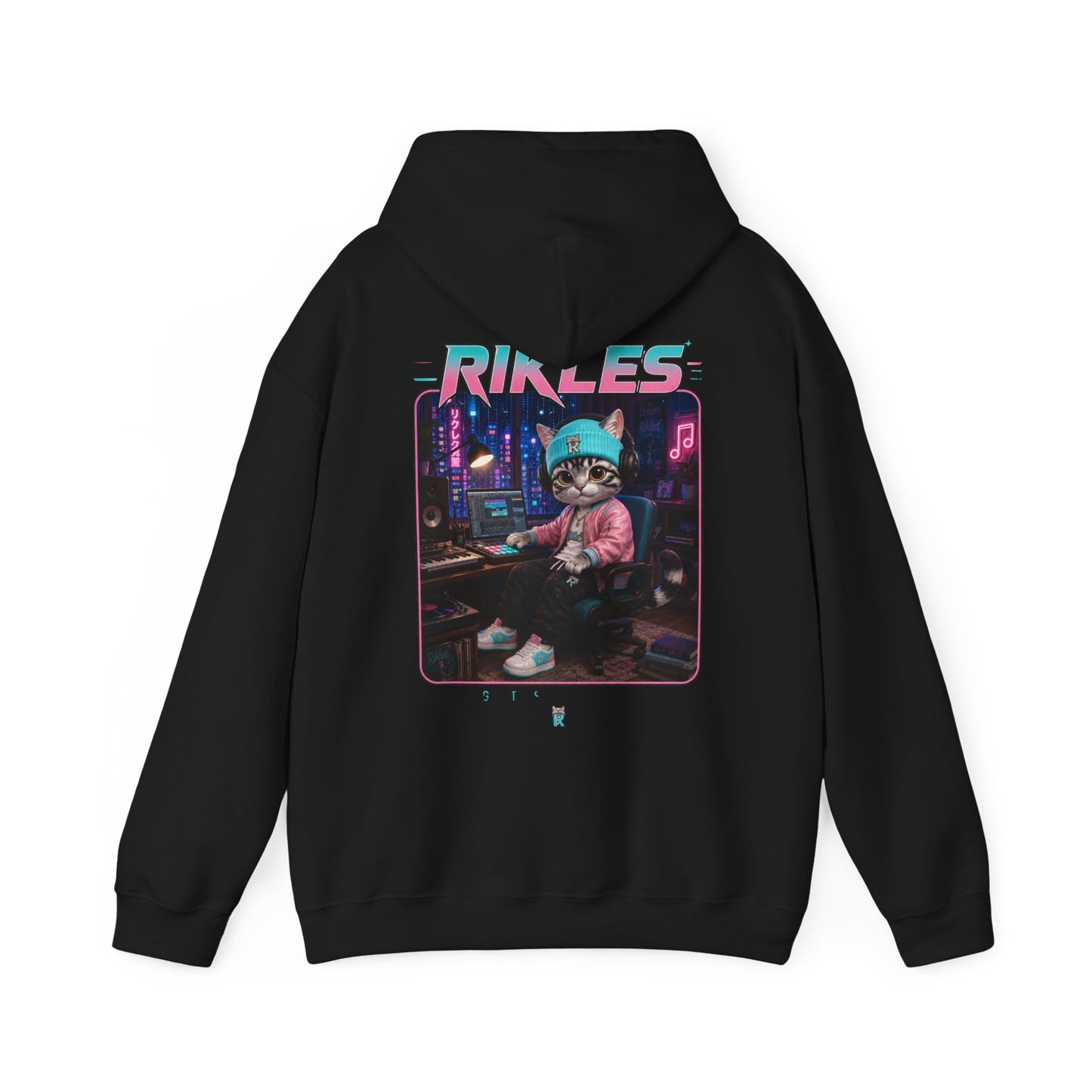 Retro Cyberpunk Cat Hoodie – "RILES" Gamer Cat Sweatshirt