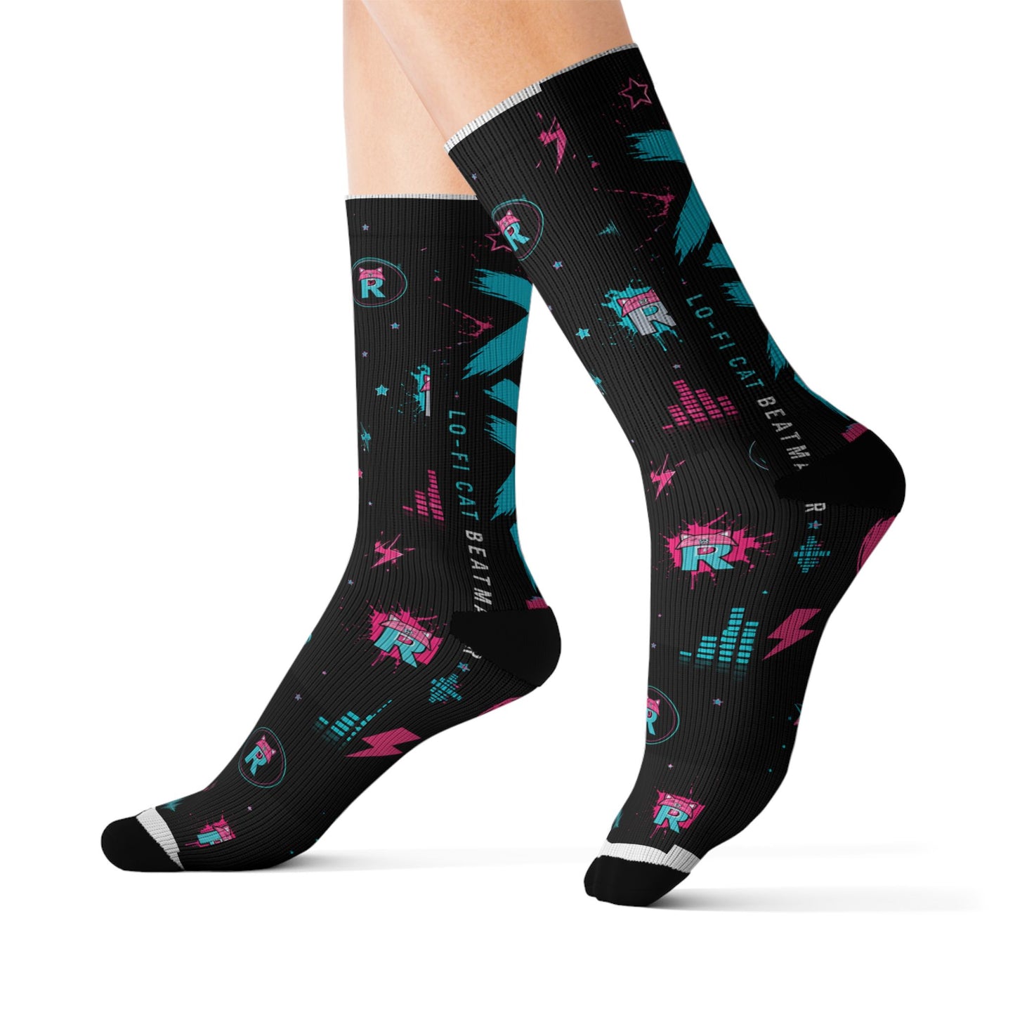 Rikles "Neon Beats" Premium Crew Socks