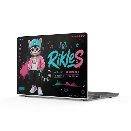 Matte MacBook Case — 'Rikles' Lo-Fi Cat Beatmaker Design