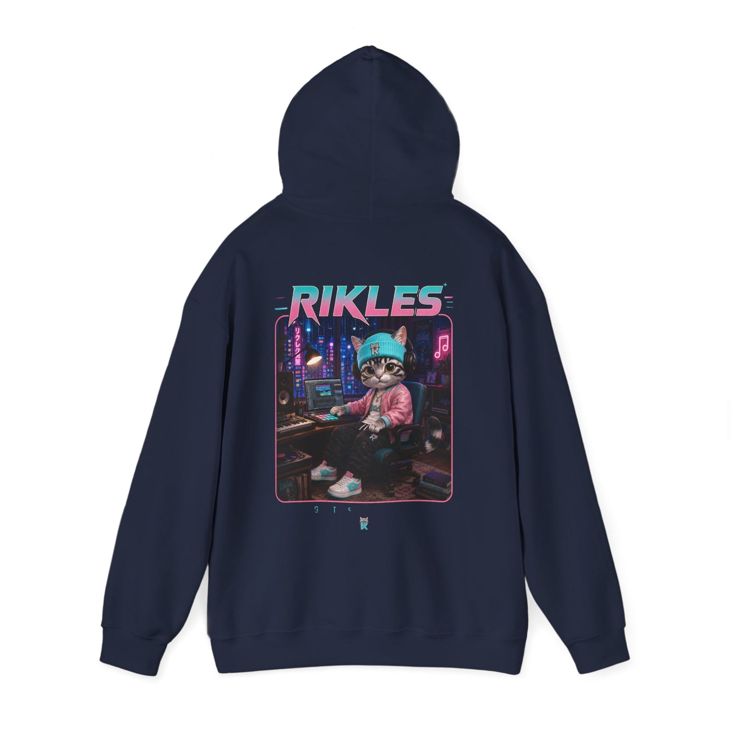 Retro Cyberpunk Cat Hoodie – "RILES" Gamer Cat Sweatshirt