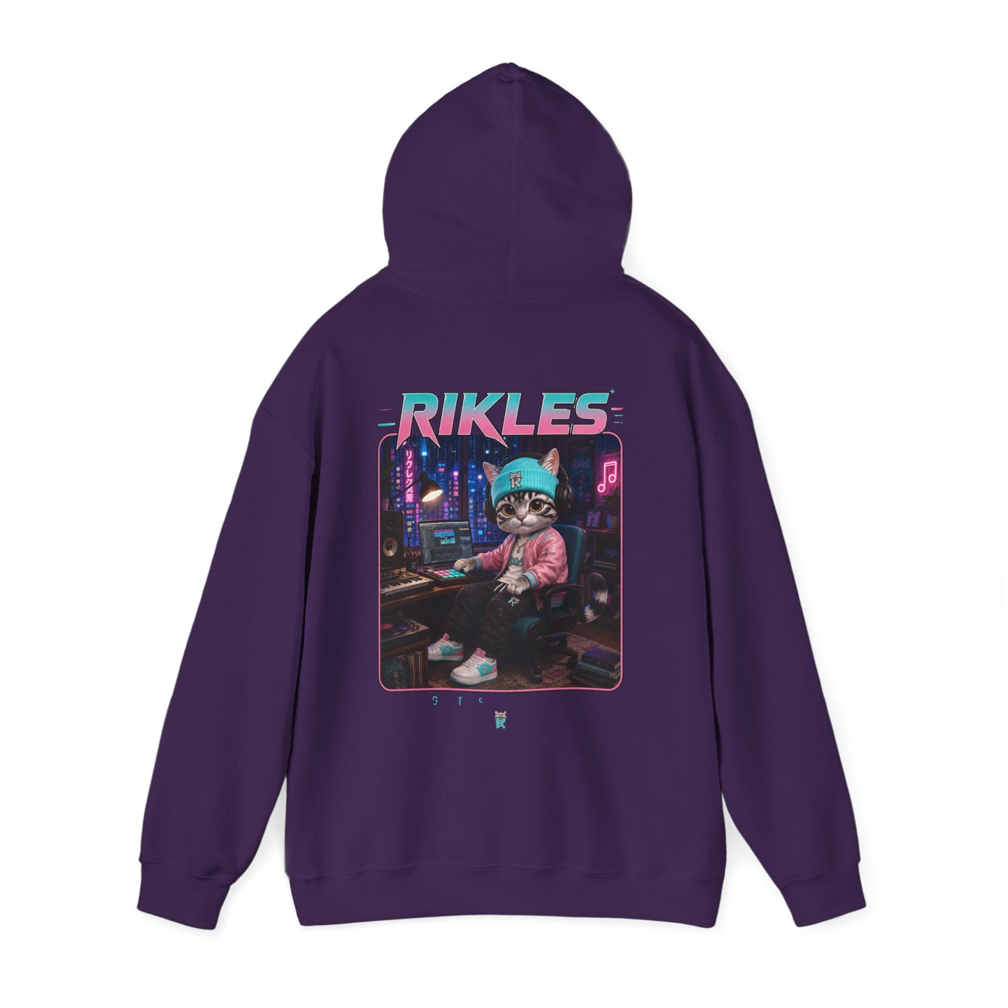 Retro Cyberpunk Cat Hoodie – "RILES" Gamer Cat Sweatshirt