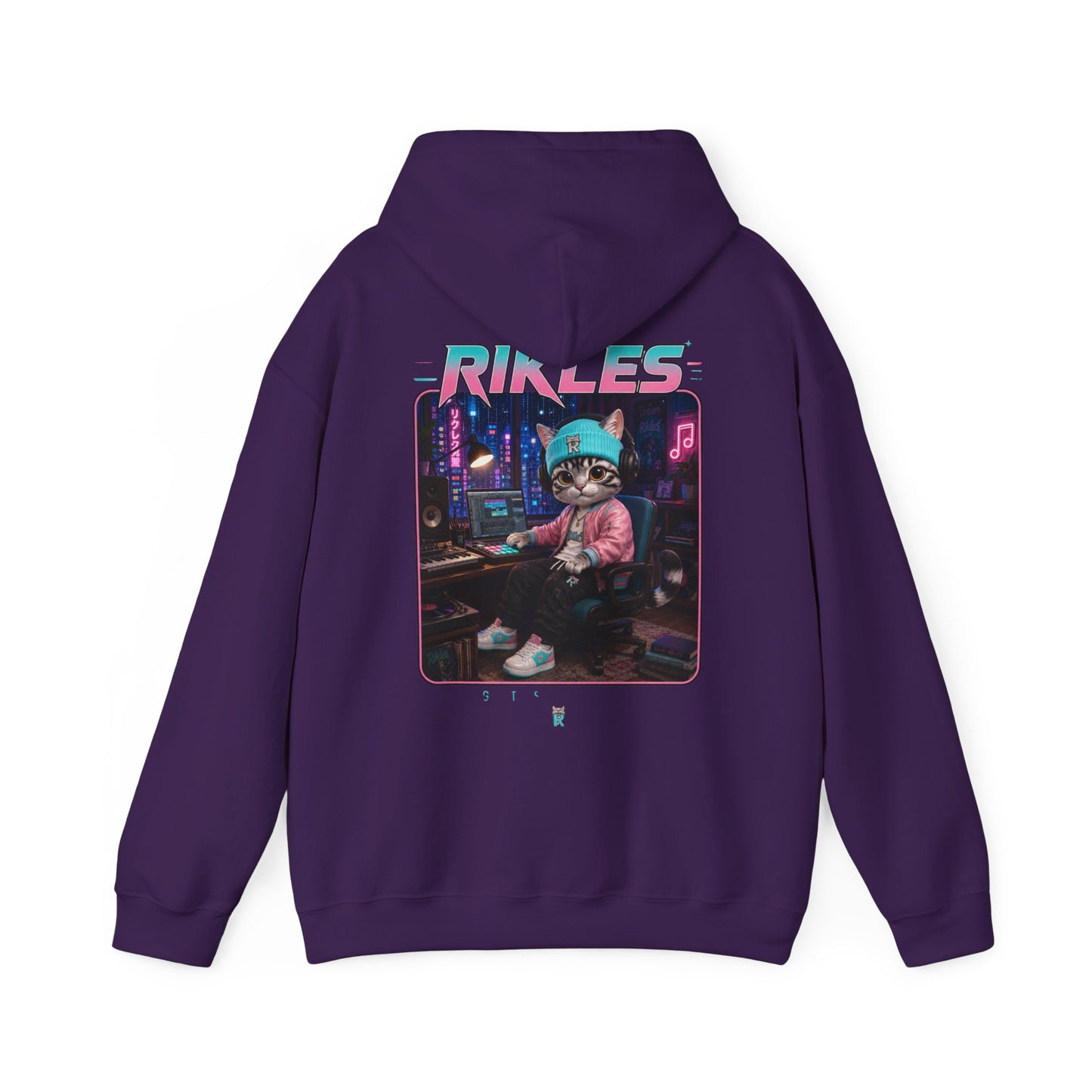 Retro Cyberpunk Cat Hoodie – "RILES" Gamer Cat Sweatshirt