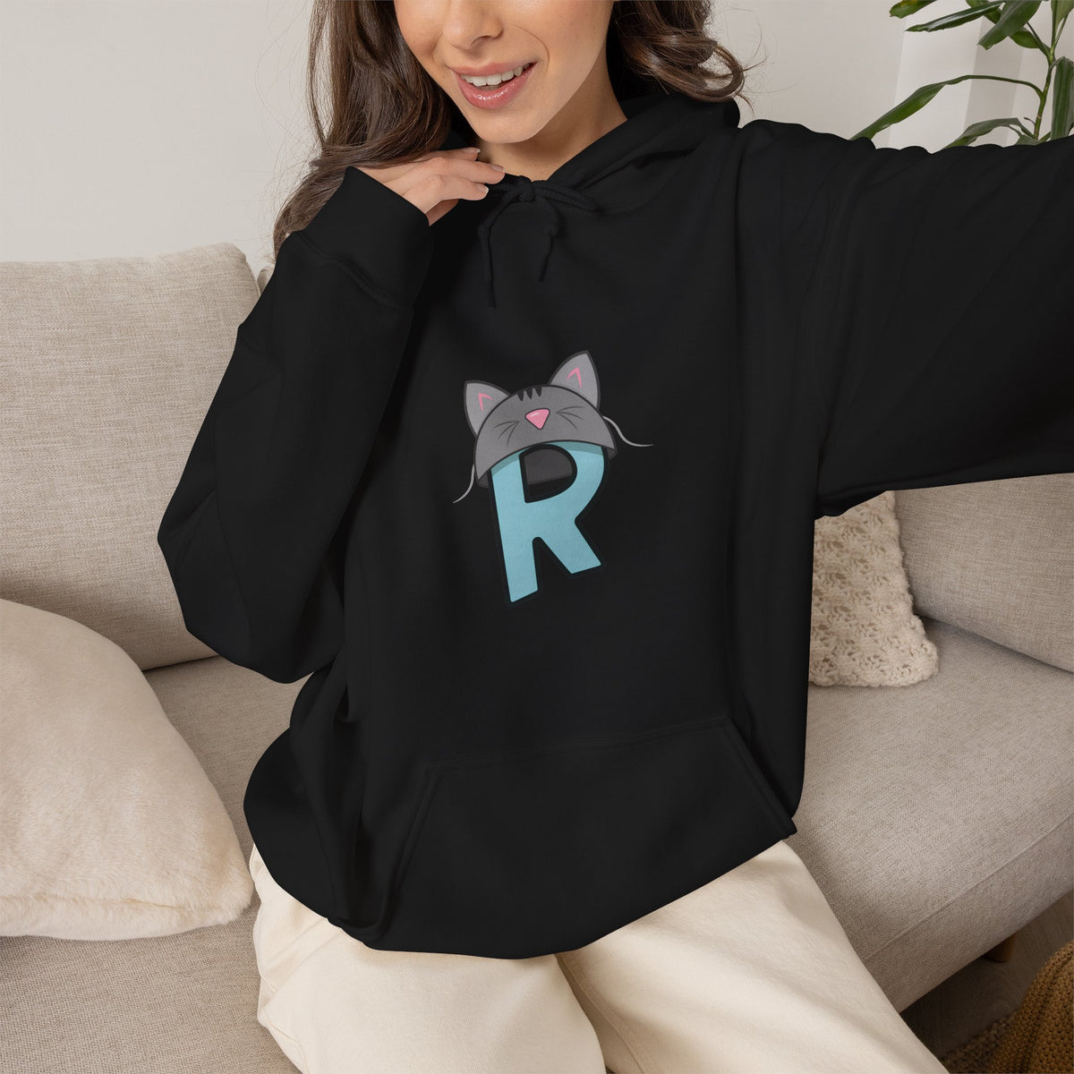 Retro Cyberpunk Cat Hoodie – "RIKLES" Gamer Cat Sweatshirt