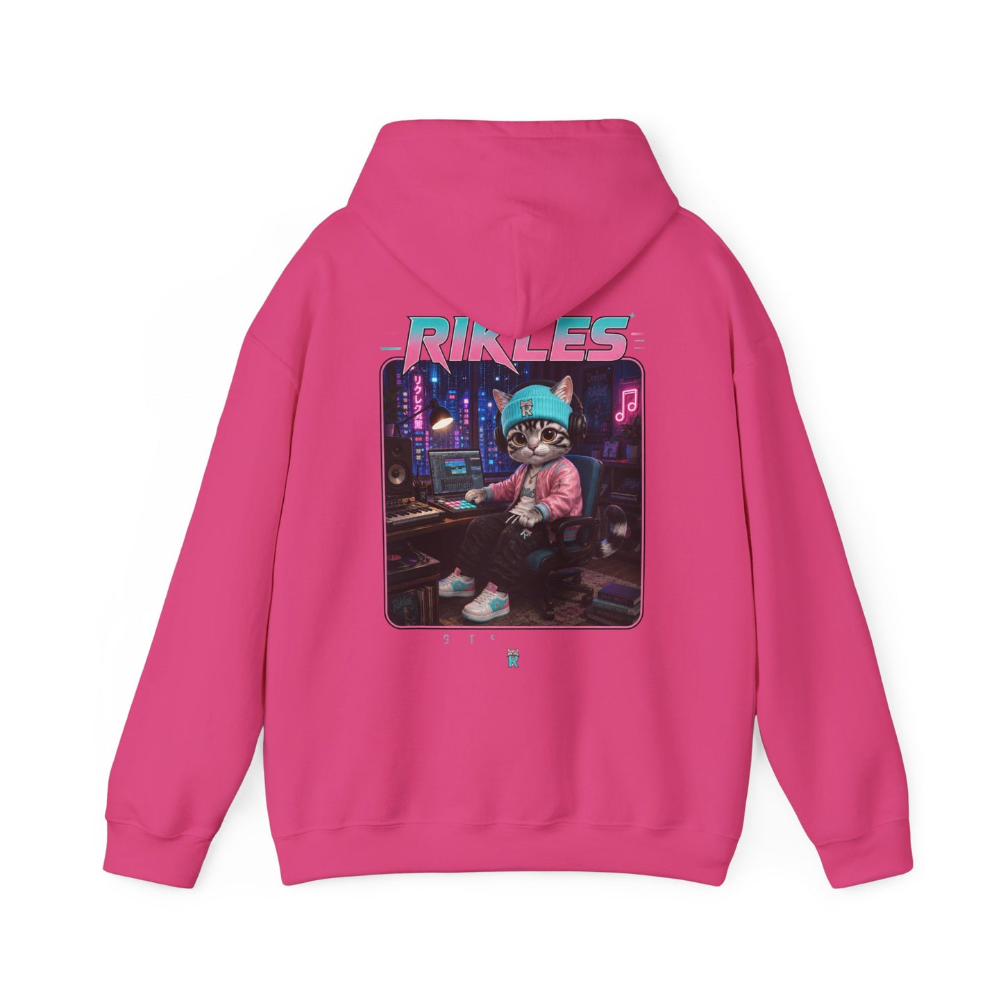 Retro Cyberpunk Cat Hoodie – "RILES" Gamer Cat Sweatshirt