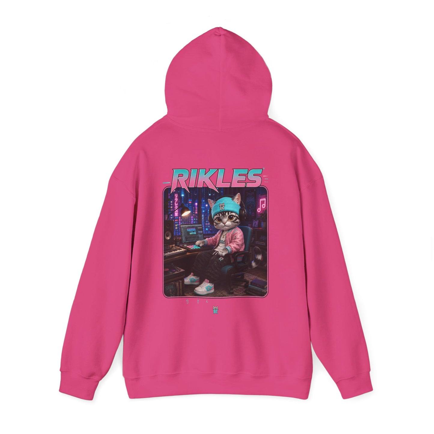 Retro Cyberpunk Cat Hoodie – "RILES" Gamer Cat Sweatshirt