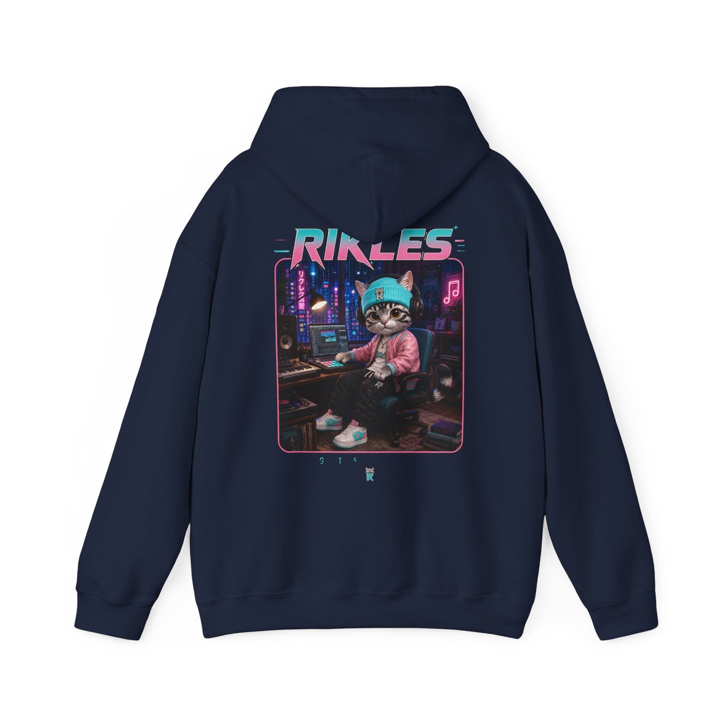 Retro Cyberpunk Cat Hoodie – "RILES" Gamer Cat Sweatshirt