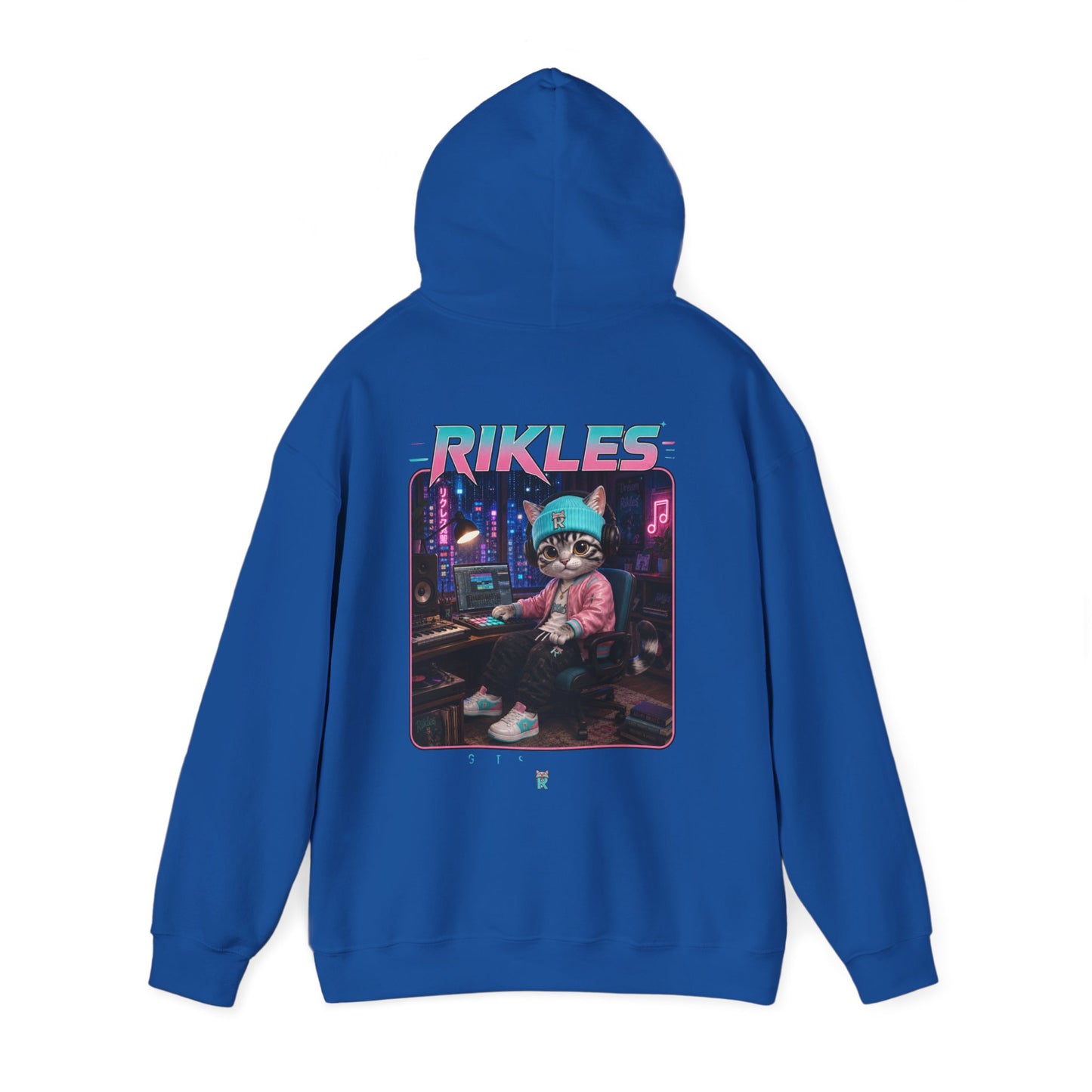 Retro Cyberpunk Cat Hoodie – "RILES" Gamer Cat Sweatshirt