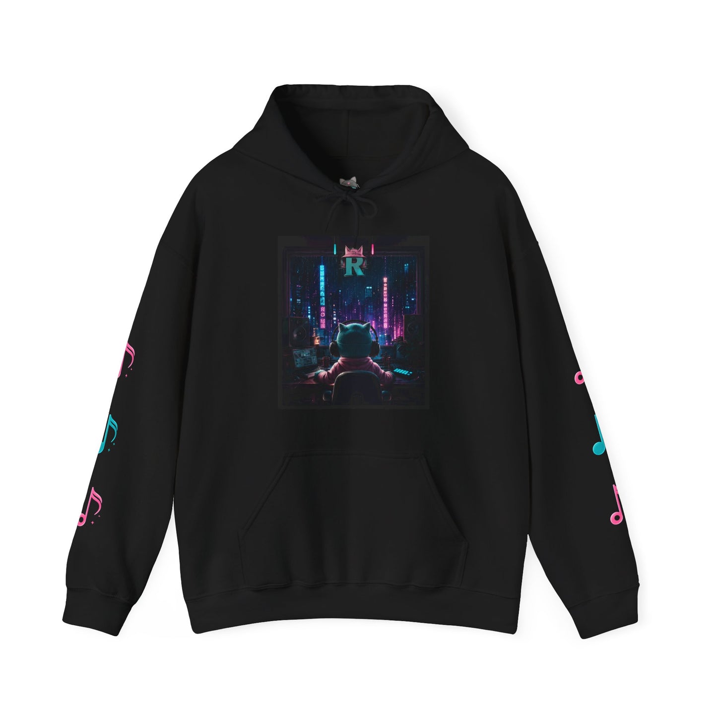 Retro Cyberpunk Cat Hoodie – "RIKLES" Gamer Cat Sweatshirt
