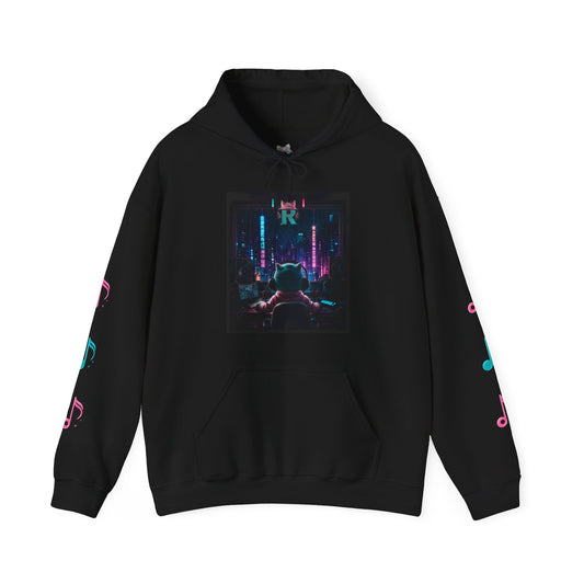 Retro Cyberpunk Cat Hoodie – "RIKLES" Gamer Cat Sweatshirt