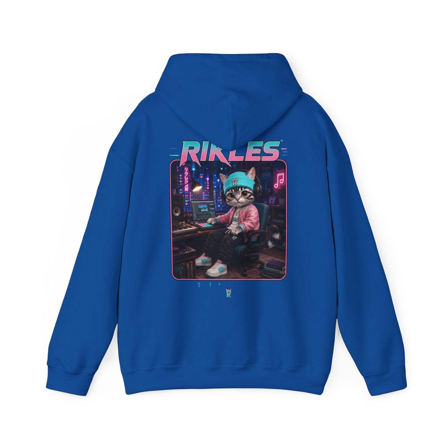 Retro Cyberpunk Cat Hoodie – "RILES" Gamer Cat Sweatshirt