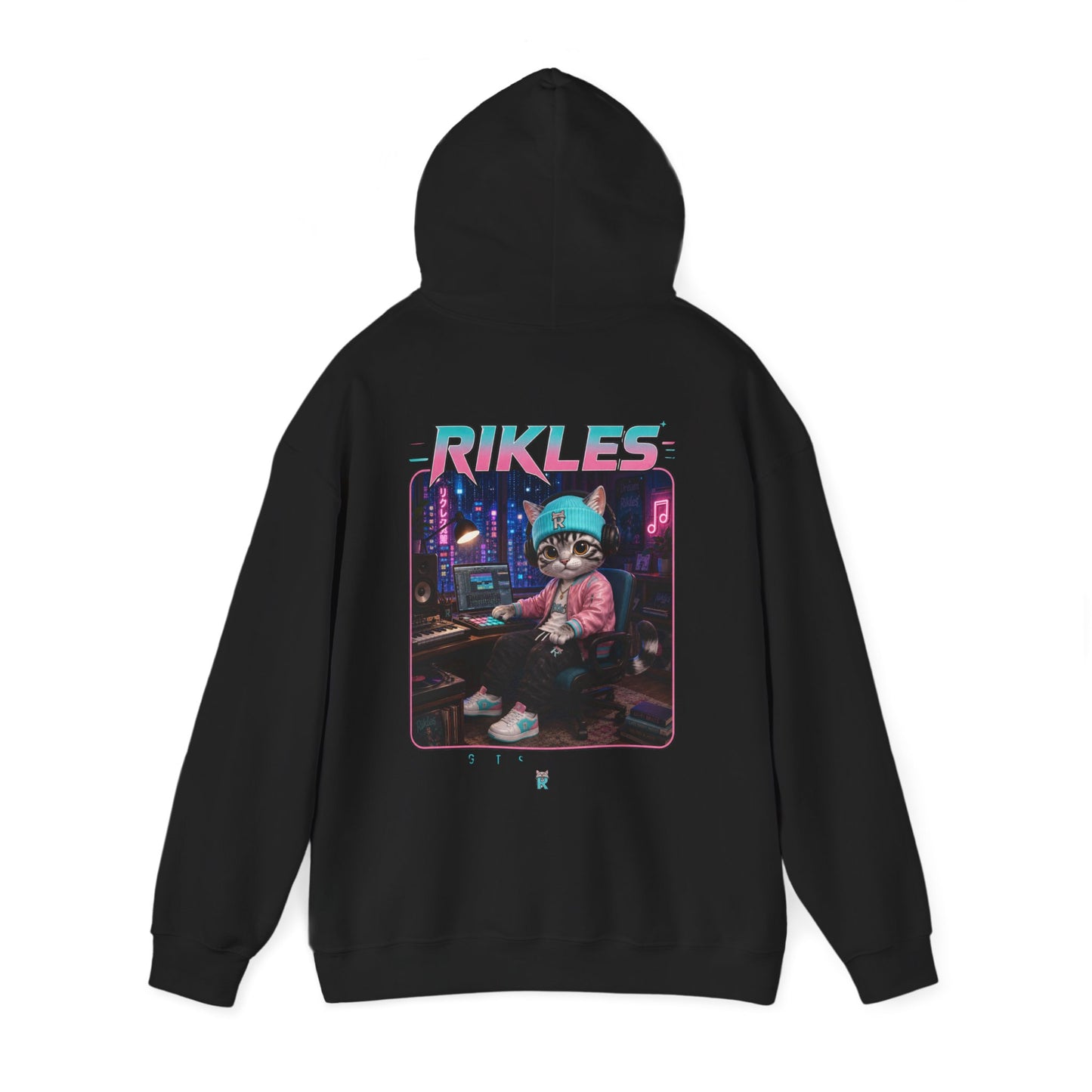 Retro Cyberpunk Cat Hoodie – "RILES" Gamer Cat Sweatshirt