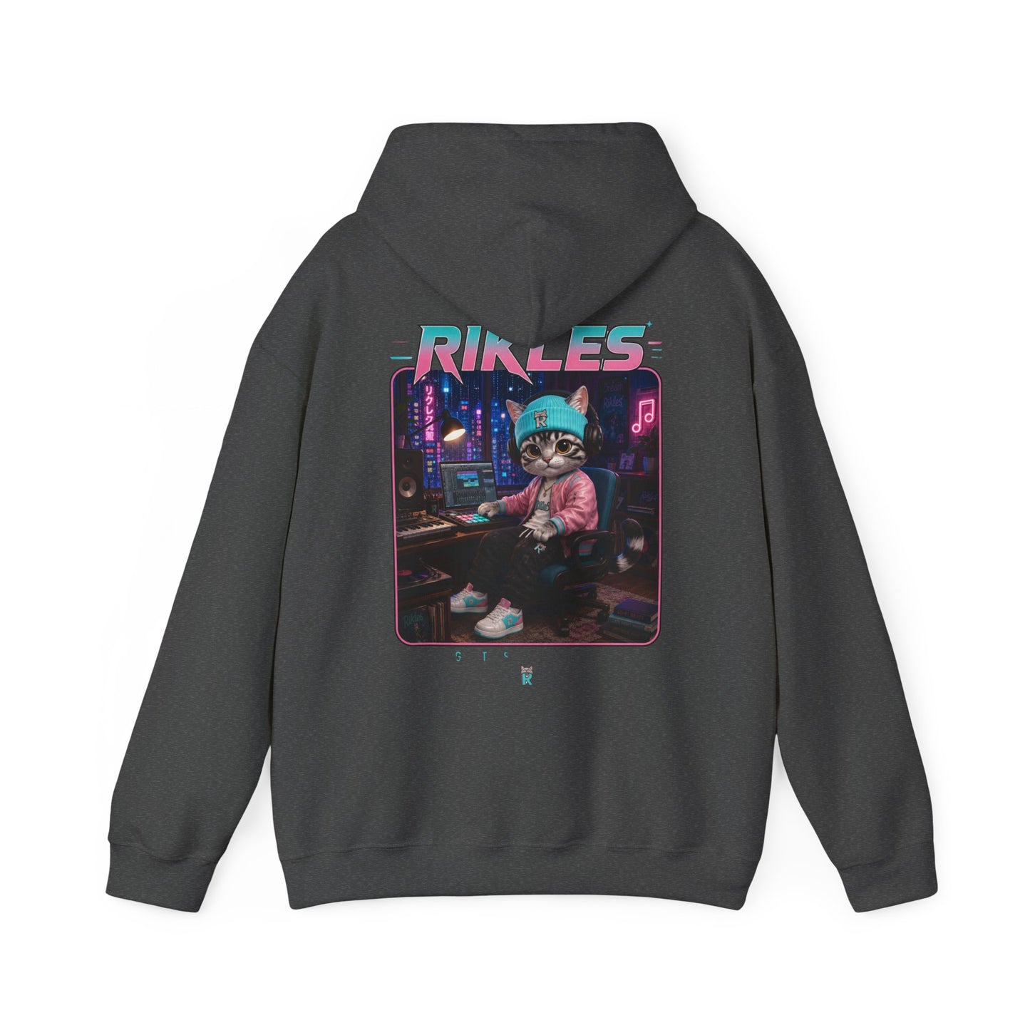 Retro Cyberpunk Cat Hoodie – "RILES" Gamer Cat Sweatshirt