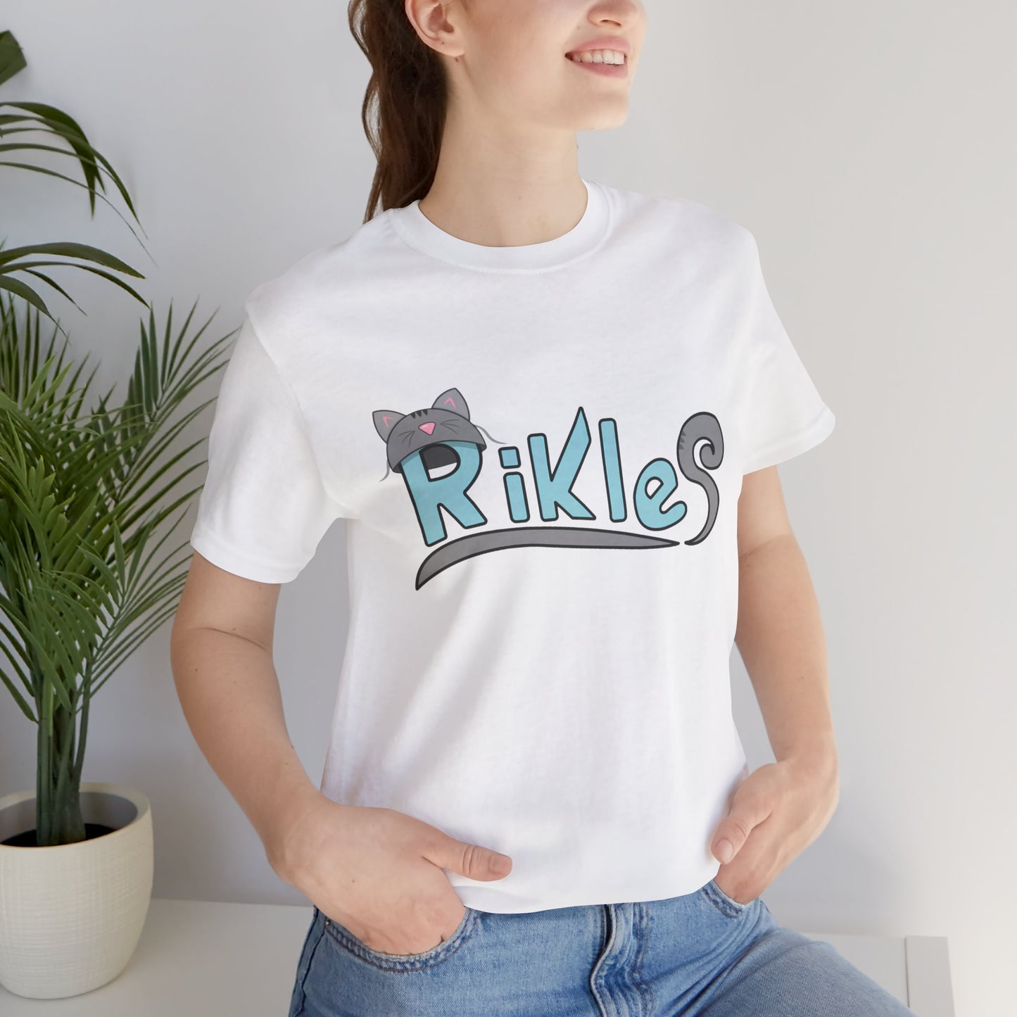 Rikles Cat DJ Graphic Tee — Retro Synthwave Gaming Shirt