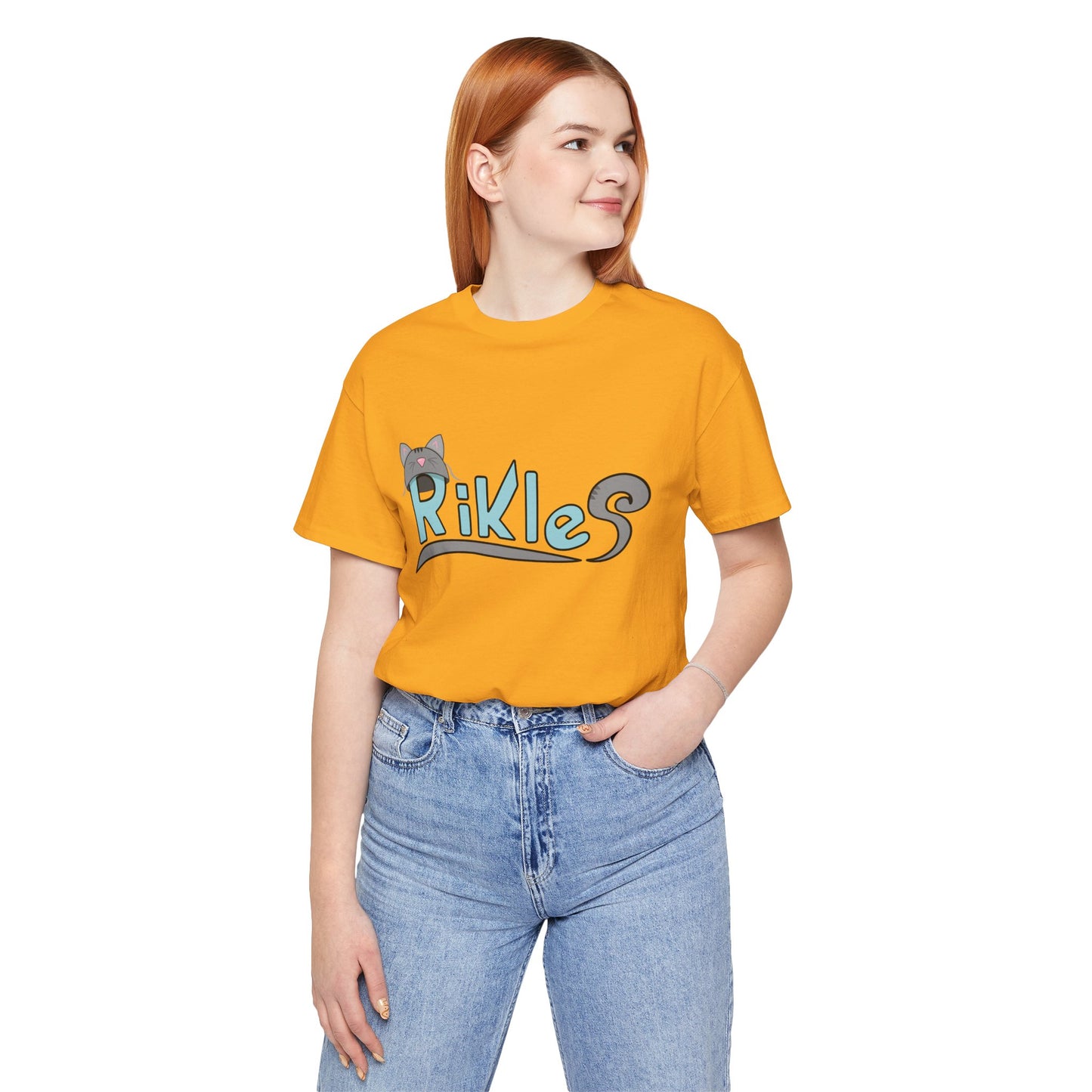 Rikles Cat DJ Graphic Tee — Retro Synthwave Gaming Shirt